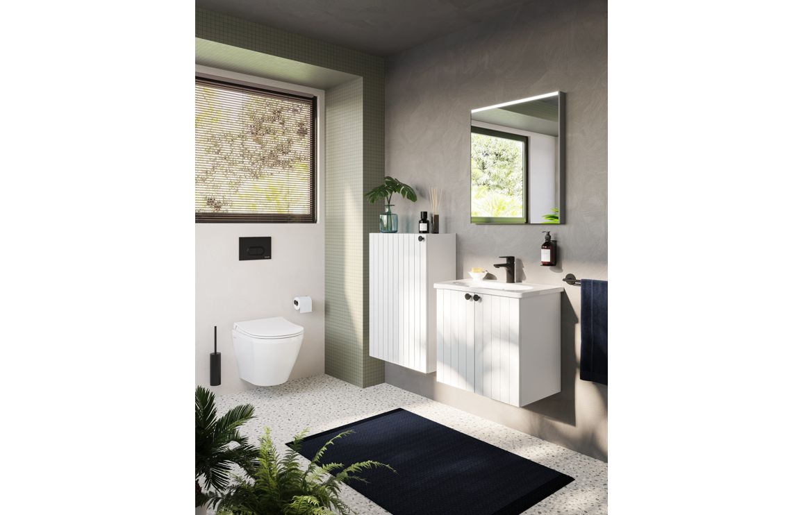 VitrA Root Groove 60cm 2 Door Wall Hung Slim Washbasin Unit - Hartley & Hall Bathrooms
