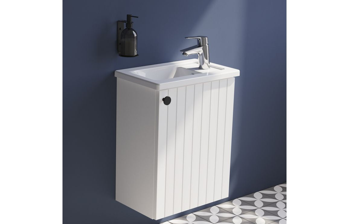 VitrA Root Groove 40cm 1 Door Wall Hung Slim Washbasin Unit - Hartley & Hall Bathrooms