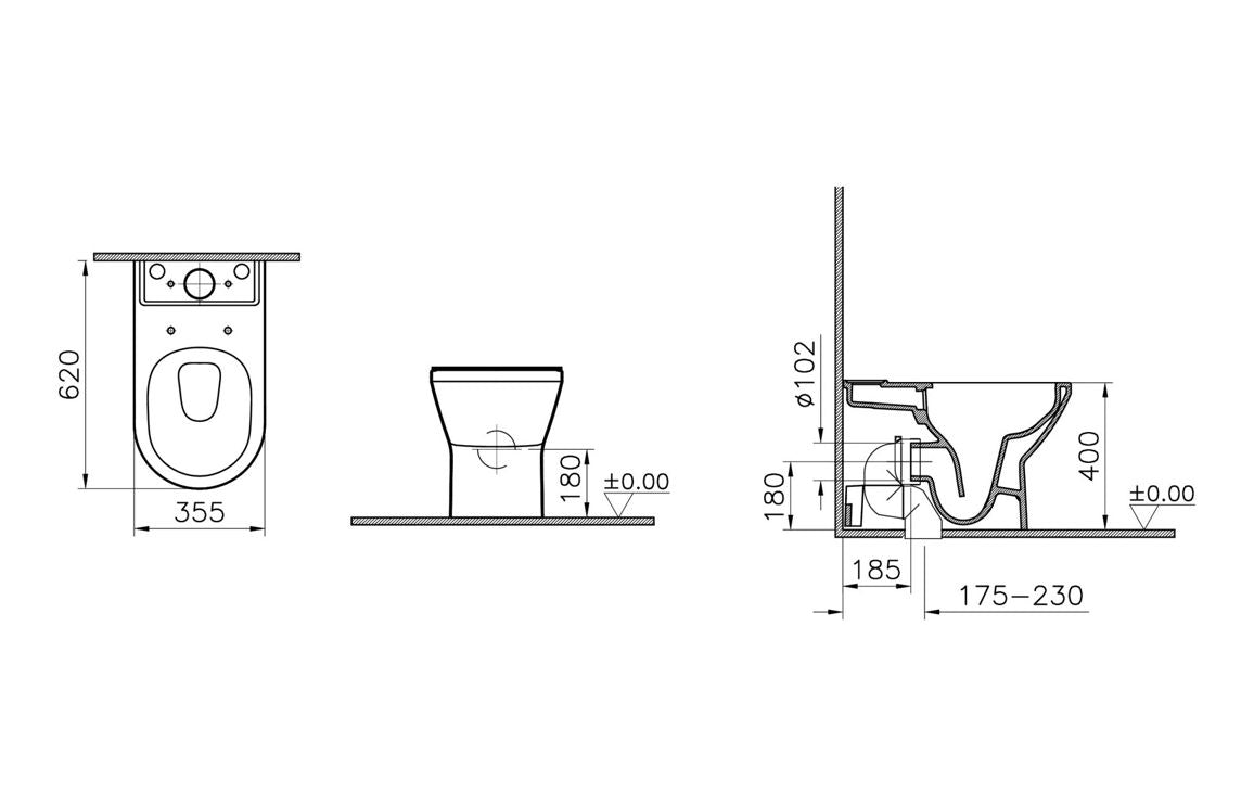 VitrA Integra Rimless Fully Shrouded Close Coupled Pan Only - Hartley & Hall Bathrooms