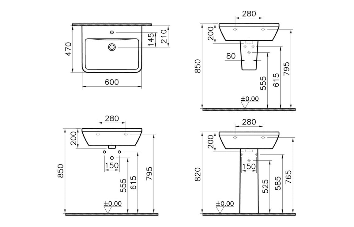VitrA Integra 600x470mm 1TH Basin w/Overflow - Hartley & Hall Bathrooms