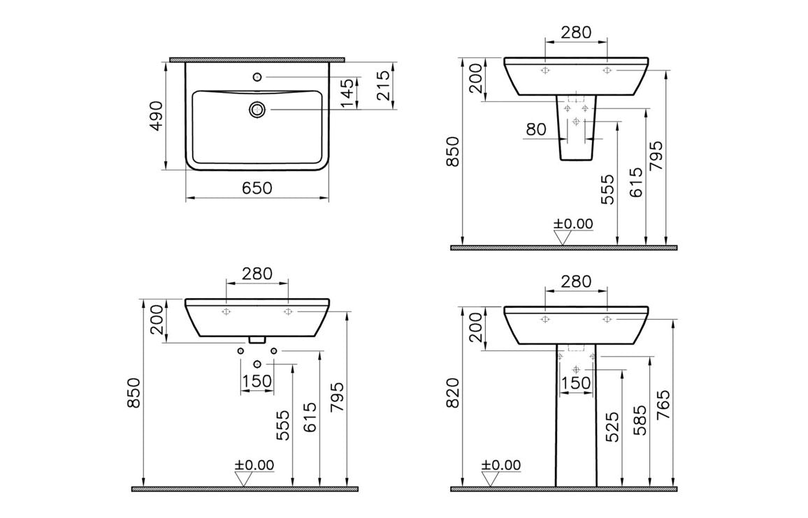 VitrA Integra 650x490mm 1TH Basin w/Overflow - Hartley & Hall Bathrooms