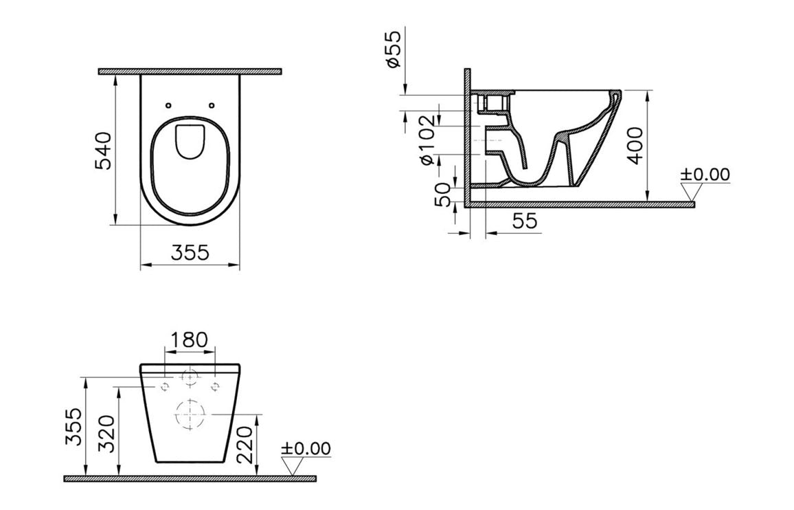 VitrA Integra Rimless Wall Hung Pan Only - Hartley & Hall Bathrooms