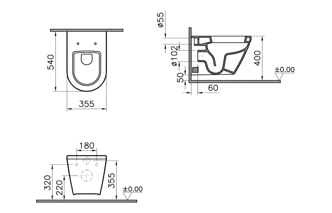 VitrA Integra Wall Hung Pan Only - Hartley & Hall Bathrooms