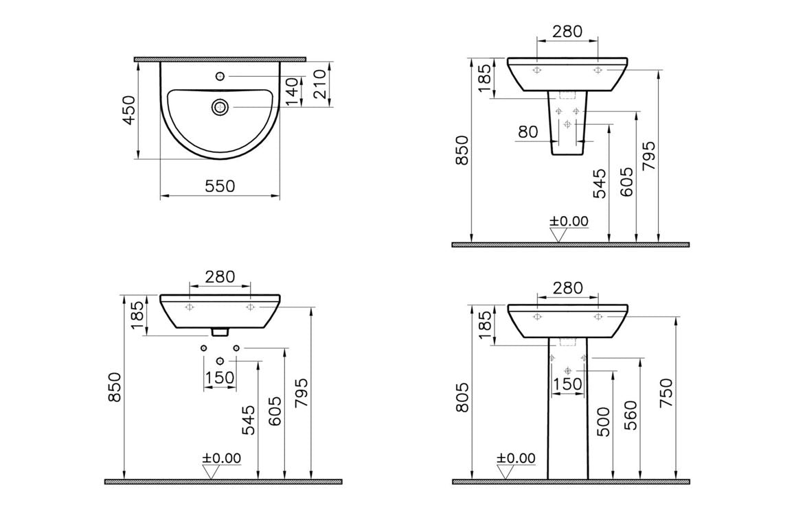 VitrA Integra 550x450mm 1TH Basin w/Overflow - Hartley & Hall Bathrooms