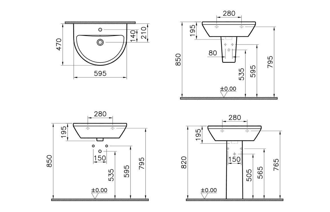 VitrA Integra 595x465mm 1TH Basin w/Overflow - Hartley & Hall Bathrooms