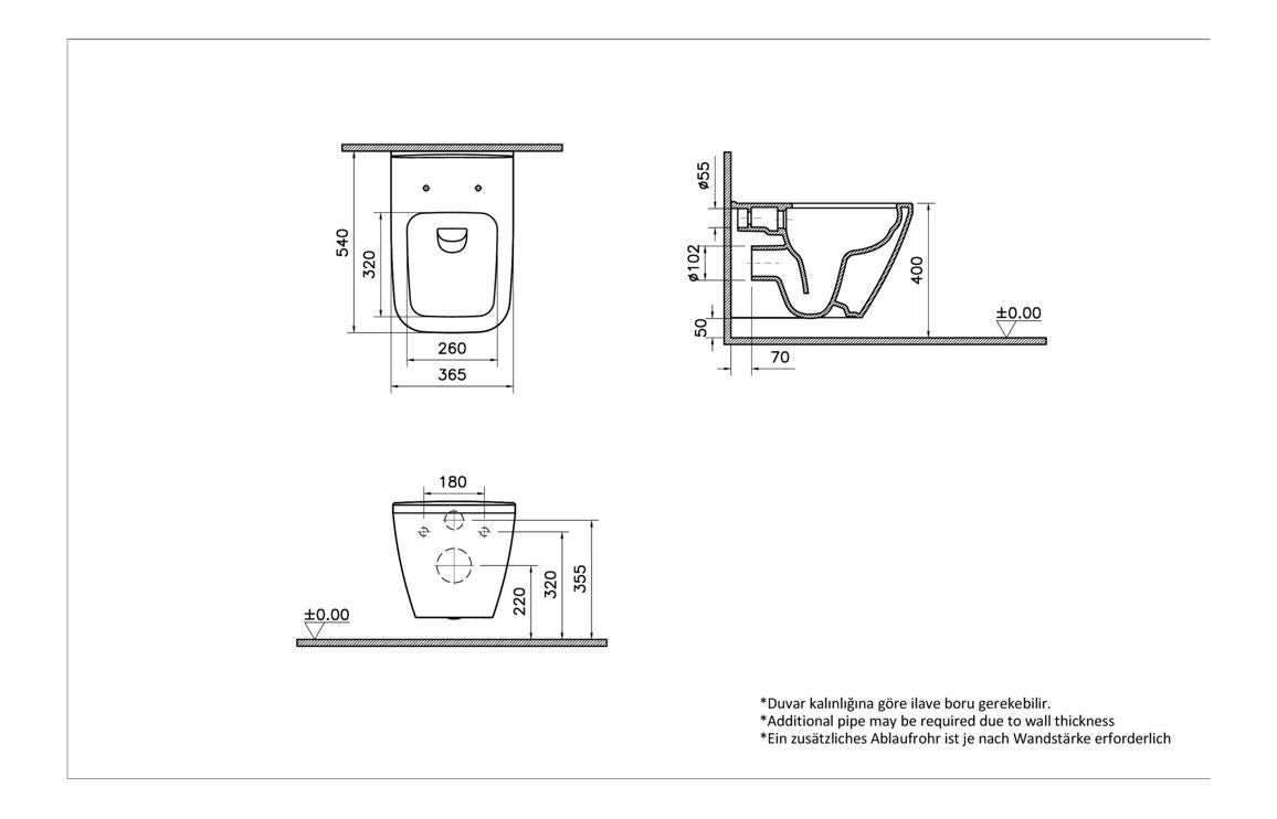 VitrA Integra Square Rimless Wall Hung Pan Only - Hartley & Hall Bathrooms