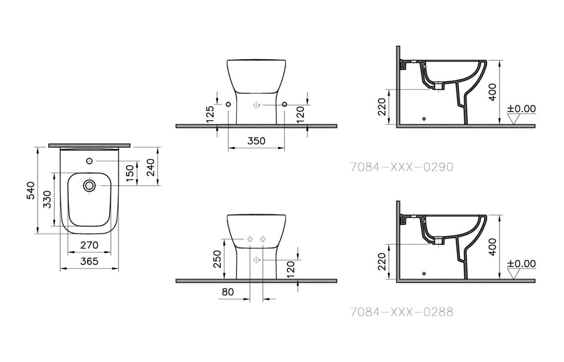 VitrA Integra Square Back to Wall Bidet - Hartley & Hall Bathrooms