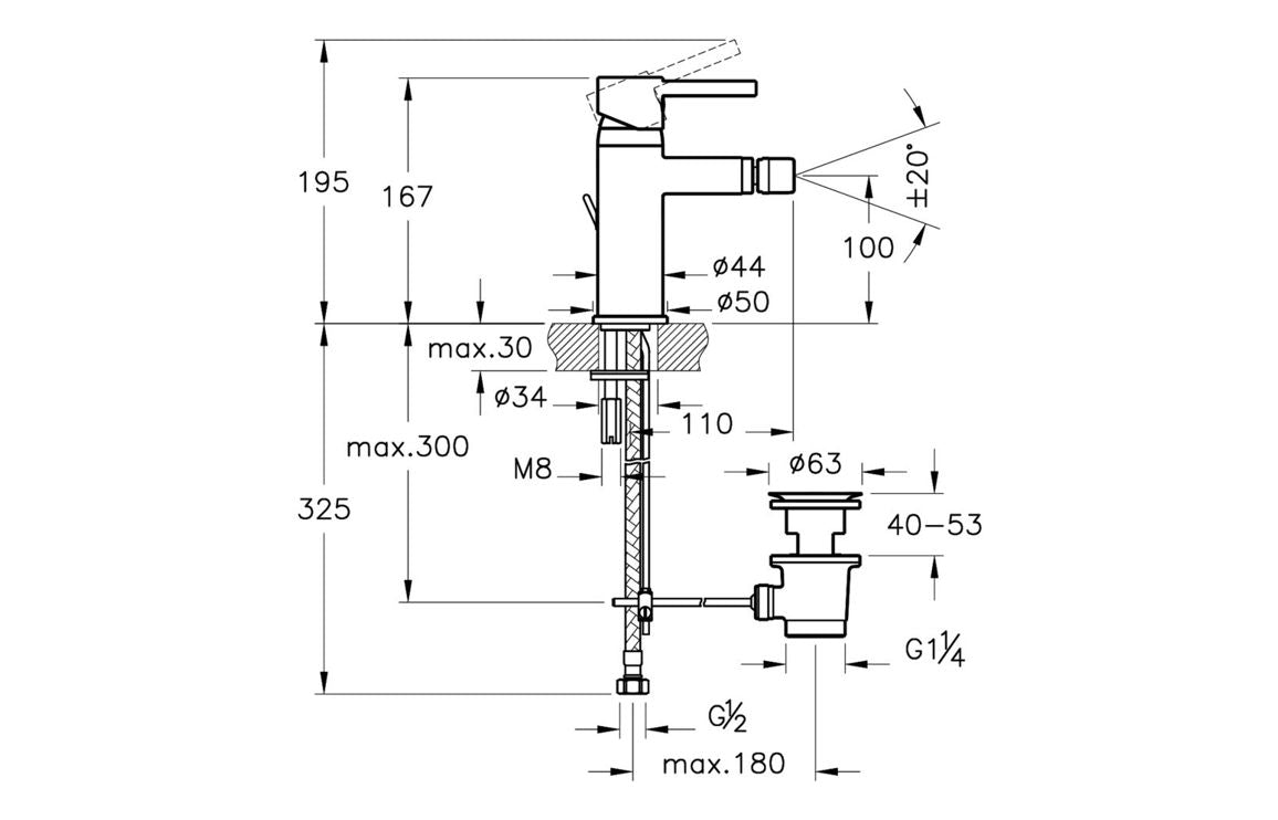VitrA Minimax S Bidet Mixer In Chrome - Hartley & Hall Bathrooms