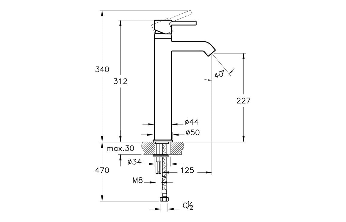 VitrA Minimax S Tall Basin Mixer In Chrome - Hartley & Hall Bathrooms