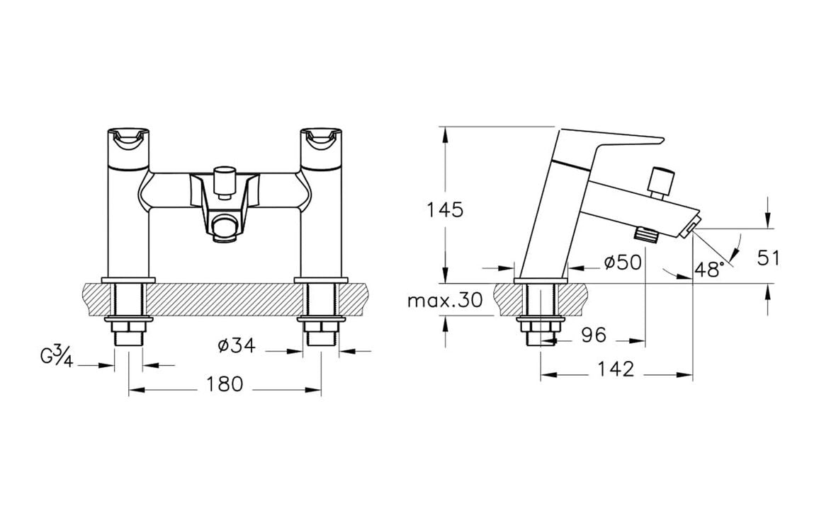 VitrA Solid S Bath Filler In Chrome - Hartley & Hall Bathrooms