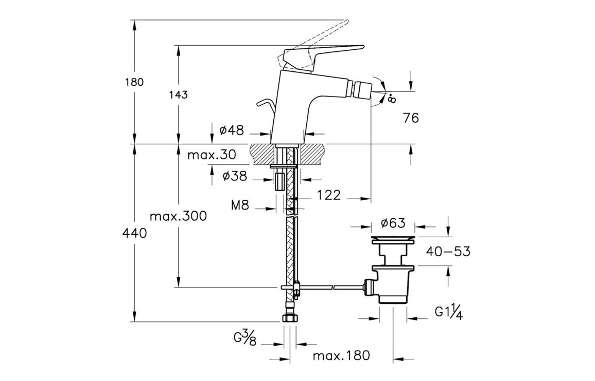 VitrA Solid S Bidet Mixer In Chrome - Hartley & Hall Bathrooms