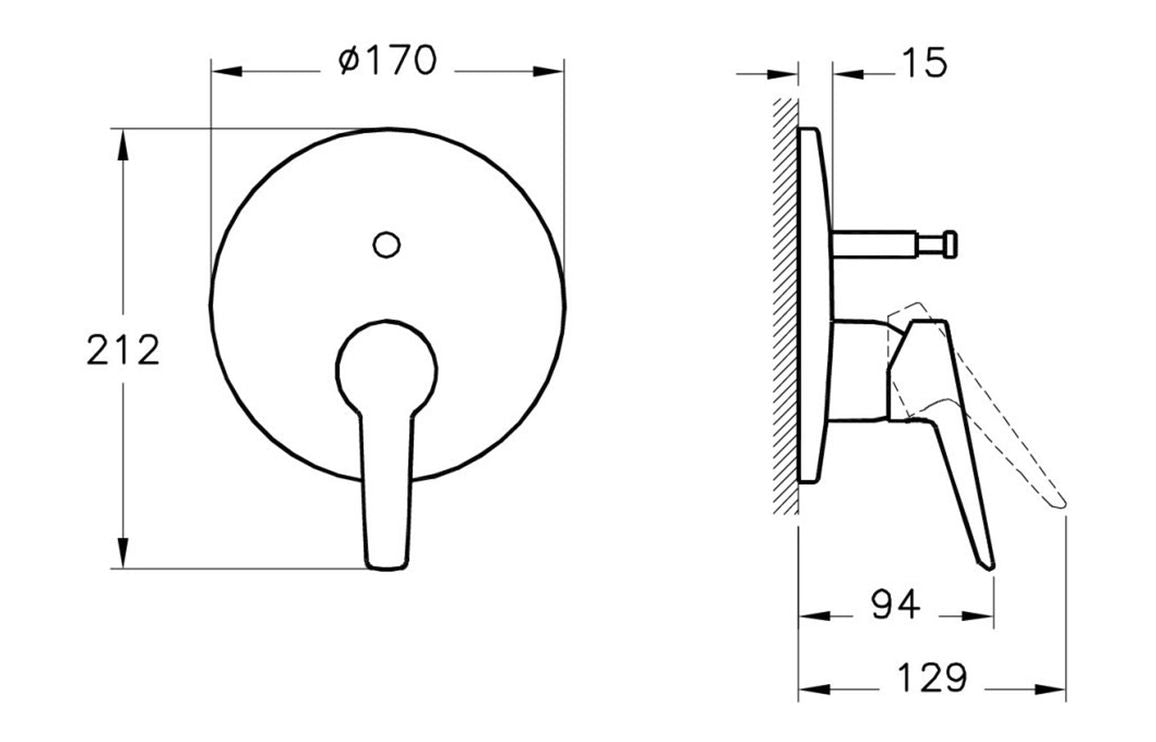 VitrA Solid S Integrated Bath/Shower Mixer In Chrome - Hartley & Hall Bathrooms