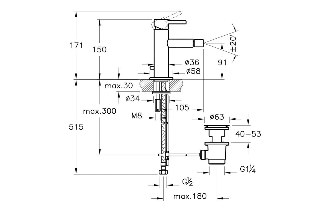 VitrA Origin Bidet Mixer - Hartley & Hall Bathrooms