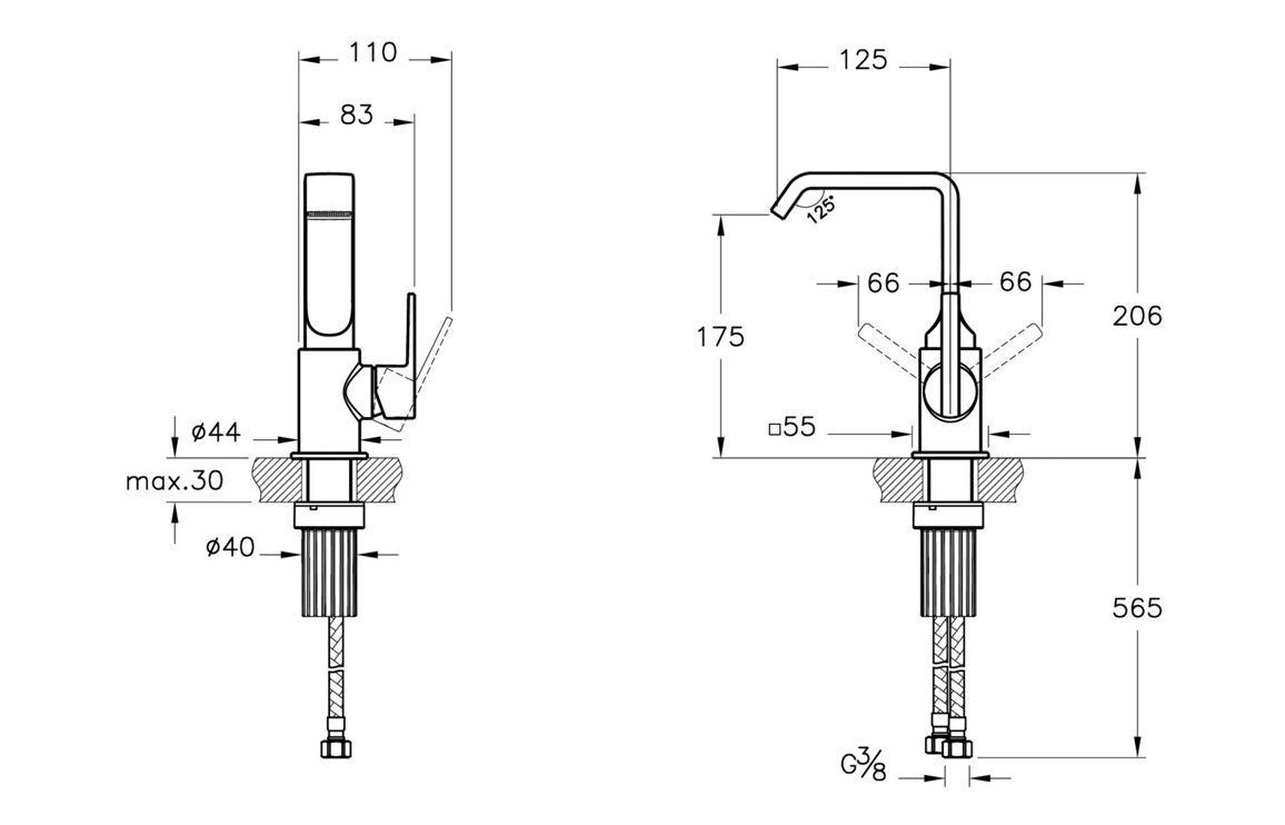 VitrA Suit Basin Mixer (Side Handle) - Hartley & Hall Bathrooms