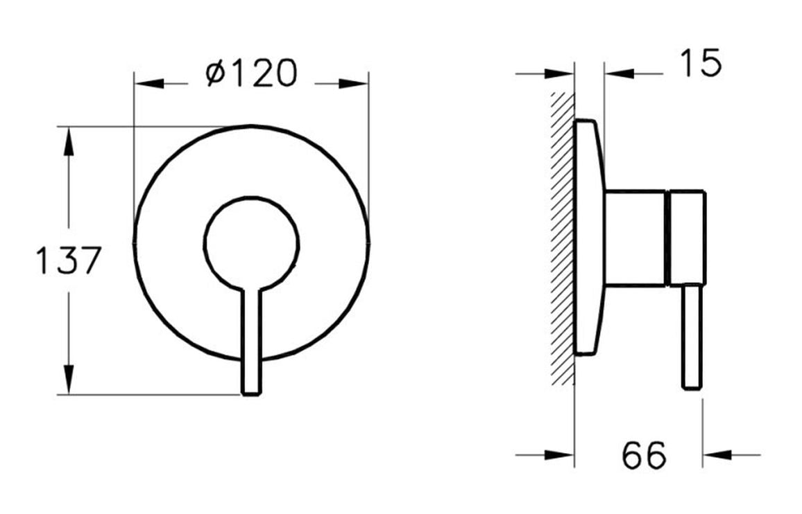 VitrA Origin Integrated 1-Way Diverter - Hartley & Hall Bathrooms
