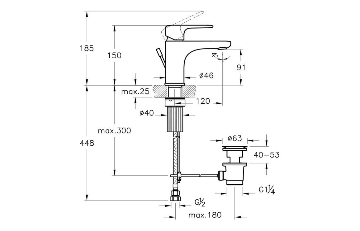 VitrA Root Round Compact Basin Mixer with waste Lever - Hartley & Hall Bathrooms