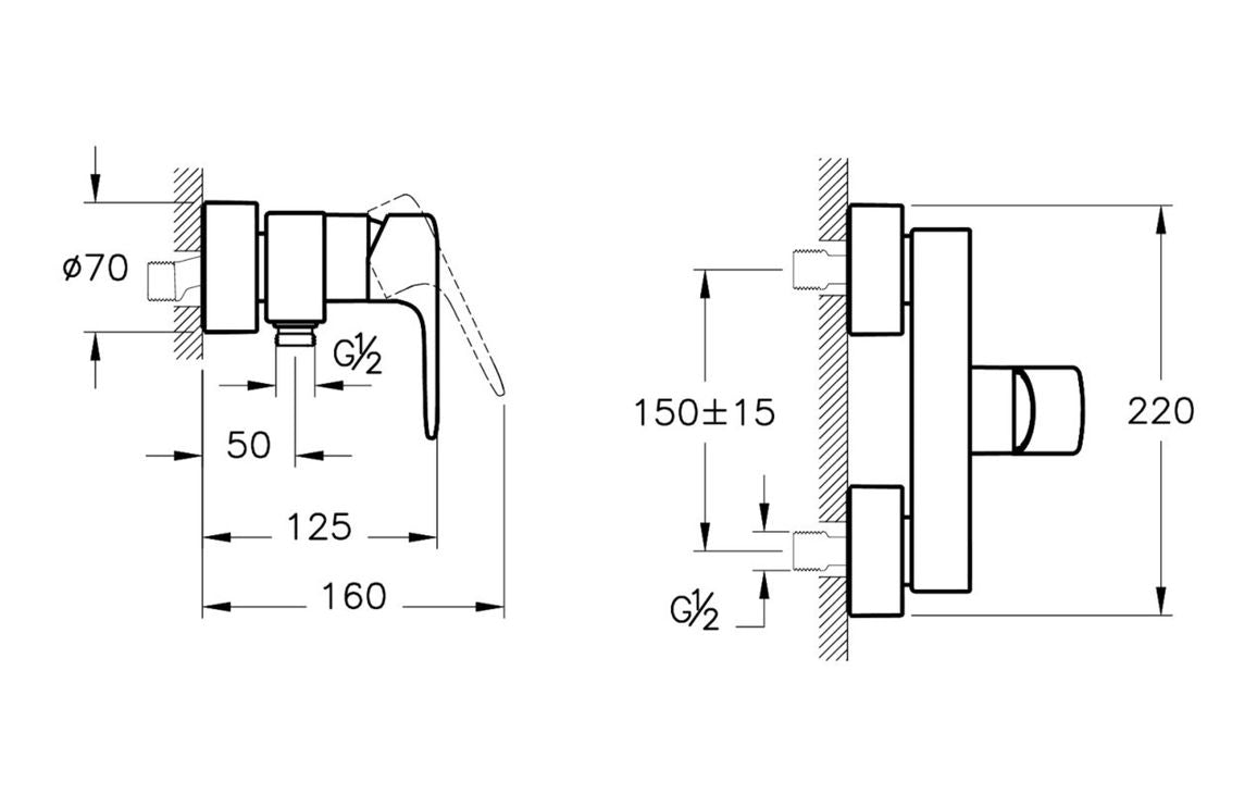 VitrA Root Round Wall Mounted Shower Mixer - Hartley & Hall Bathrooms