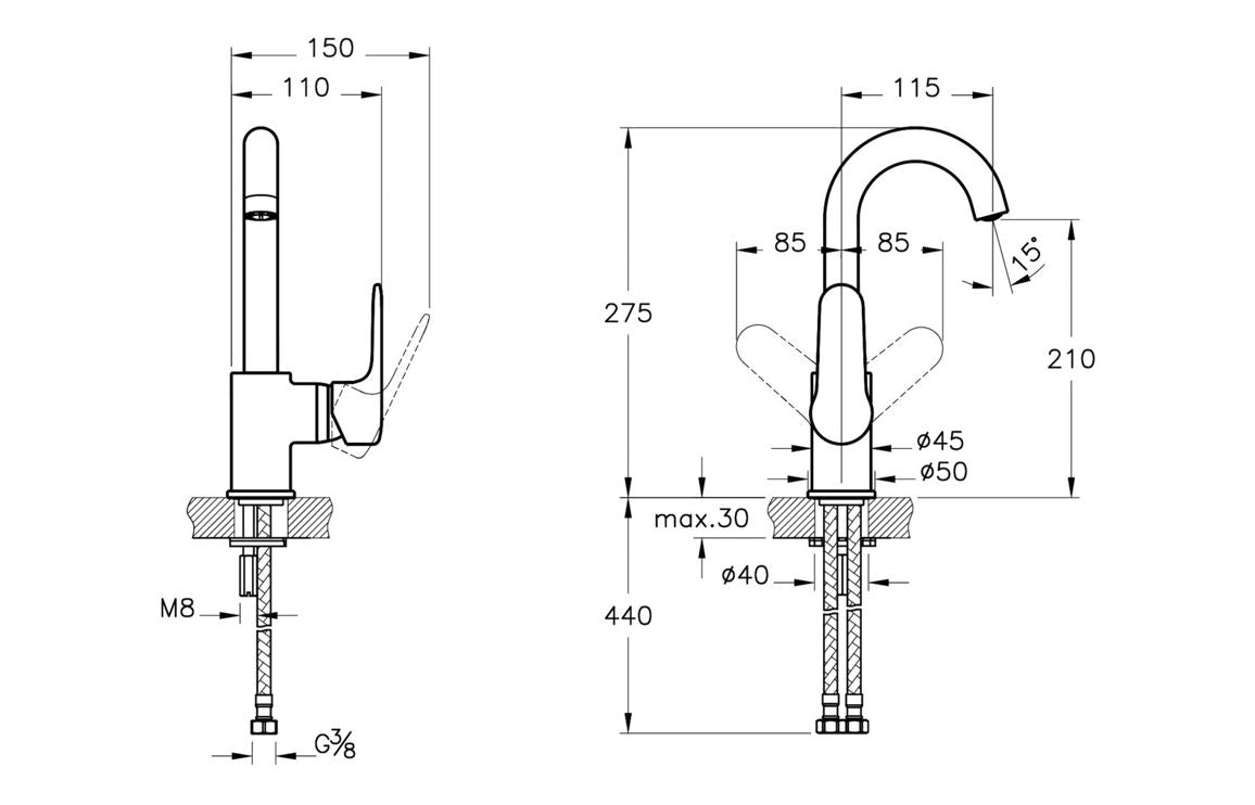 VitrA Root Round Swivel Basin Mixer - Hartley & Hall Bathrooms