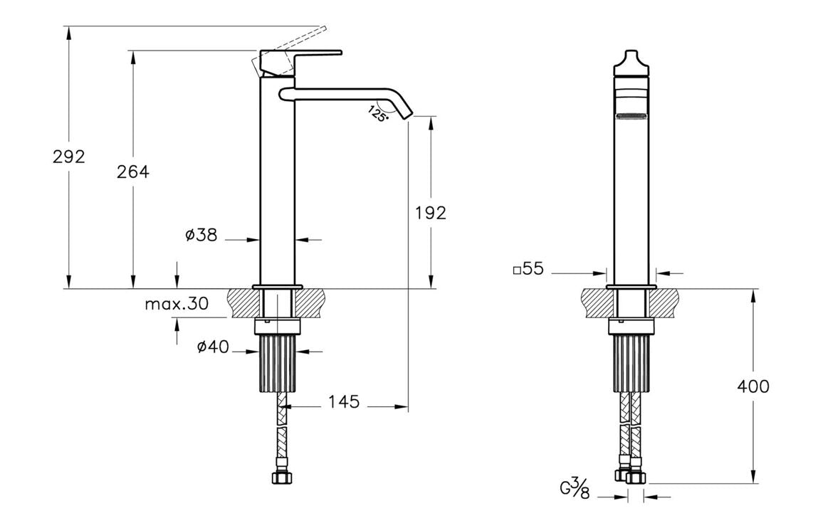 VitrA Suit Tall Basin Mixer (Top Handle) - Hartley & Hall Bathrooms