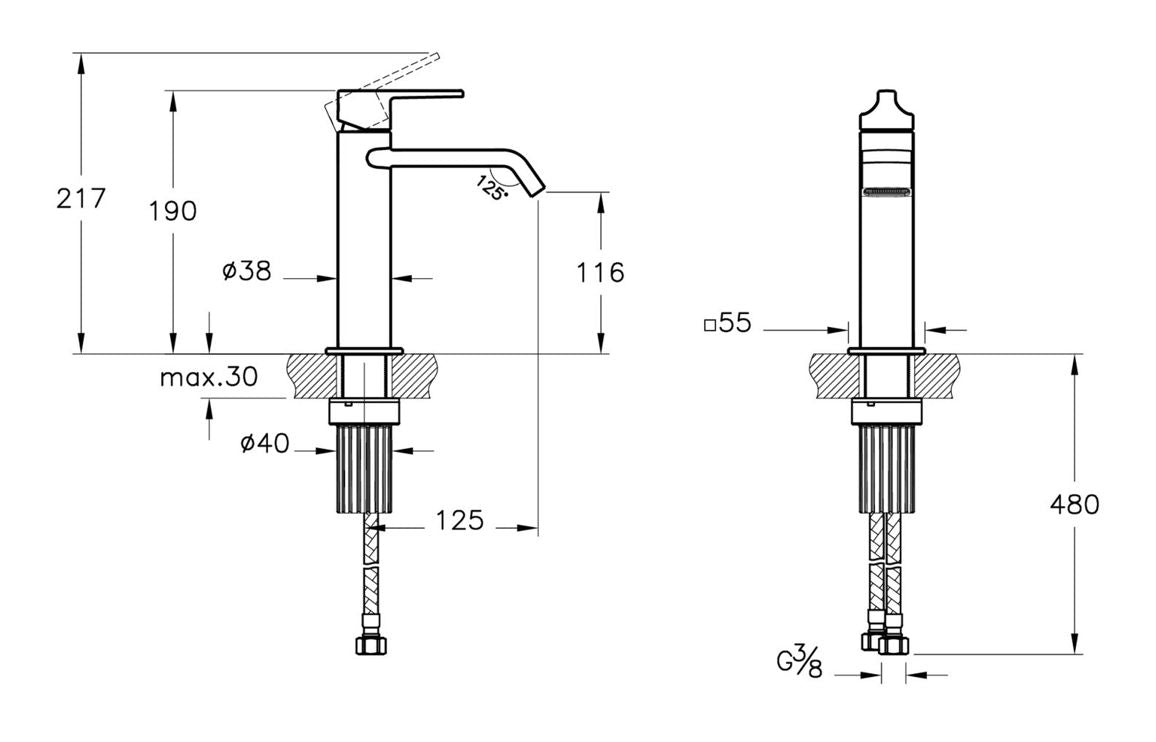 VitrA Suit Basin Mixer (Top Handle) - Hartley & Hall Bathrooms