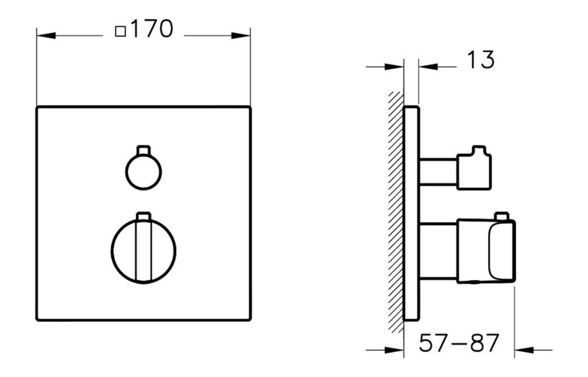 VitrA Suit Integrated Thermostatic Bath/Shower Mixer - Hartley & Hall Bathrooms