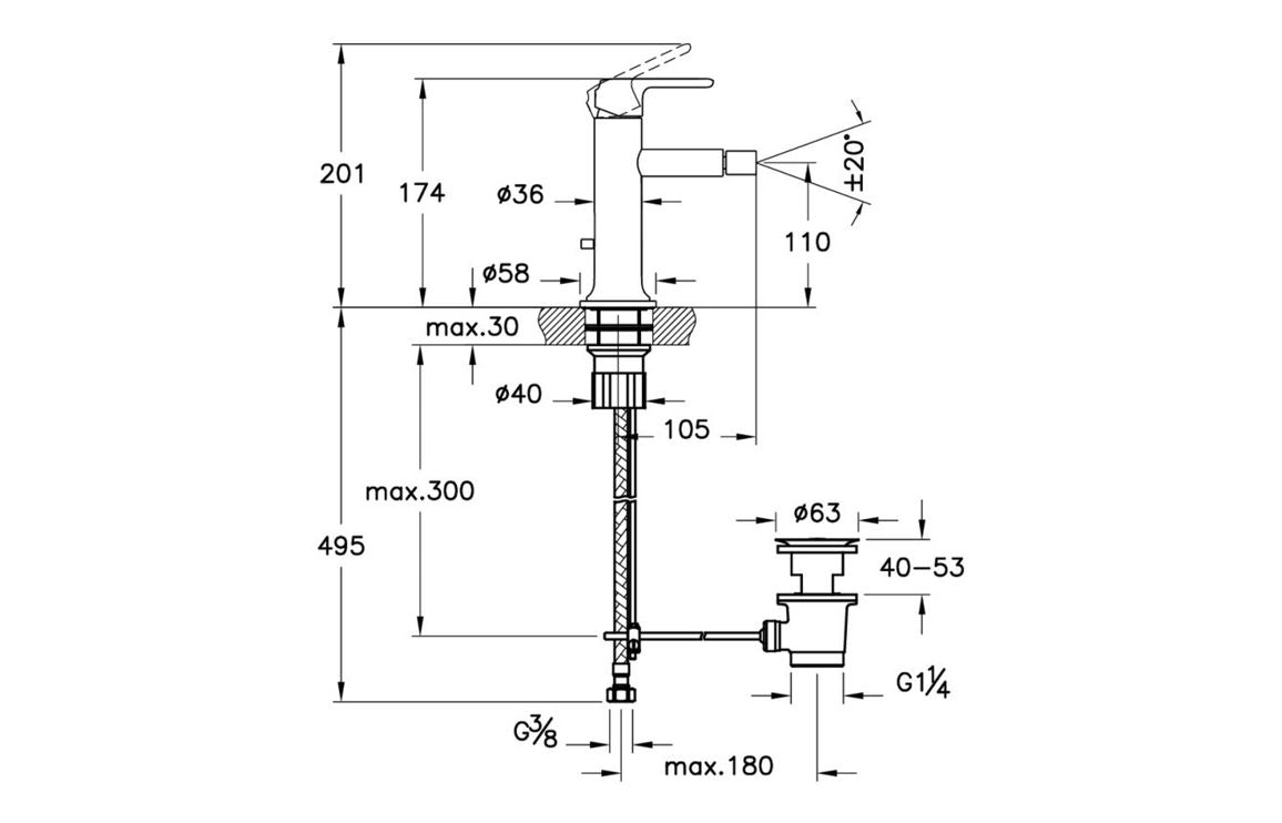 VitrA Origin Classic Bidet Mixer - Hartley & Hall Bathrooms