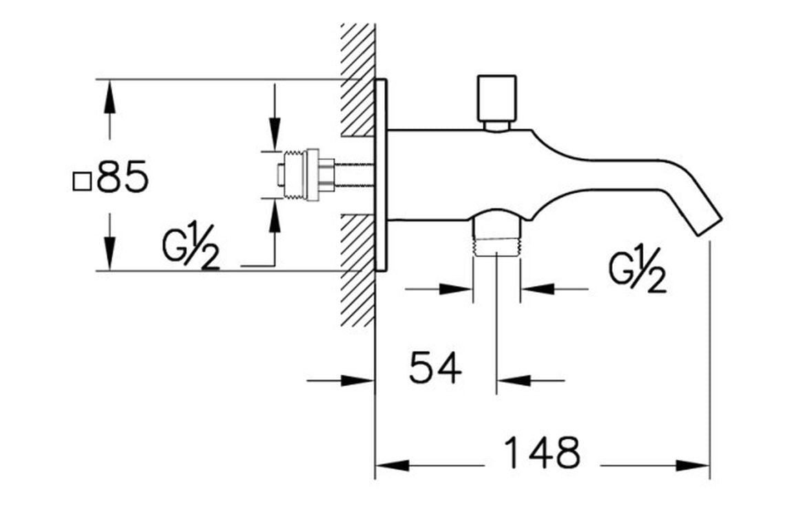 VitrA Suit Wall Mounted Bath/Shower Spout - Hartley & Hall Bathrooms