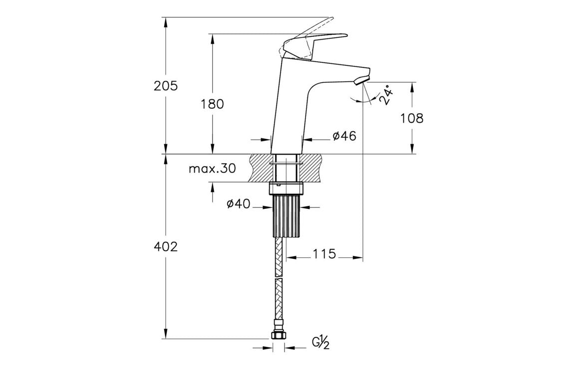 VitrA Flow Chrome Round Large Basin Mixer - Hartley & Hall Bathrooms
