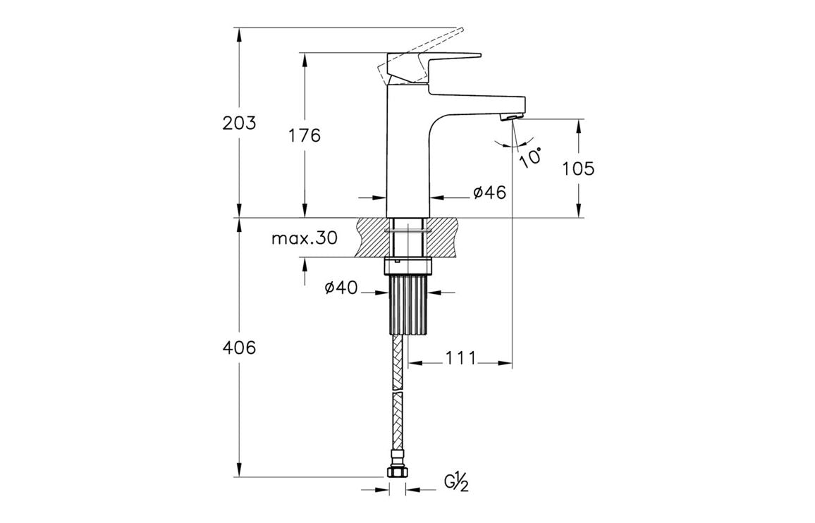 VitrA Flow Square Large Basin Mixer - Hartley & Hall Bathrooms