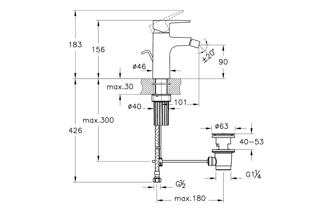 VitrA Flow Square Bidet Mixer - Hartley & Hall Bathrooms