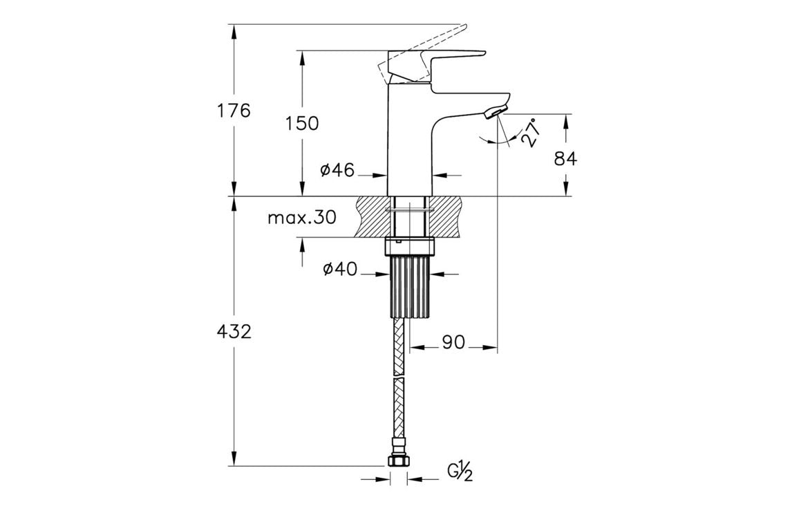 VitrA Flow Soft Basin Mixer - Hartley & Hall Bathrooms