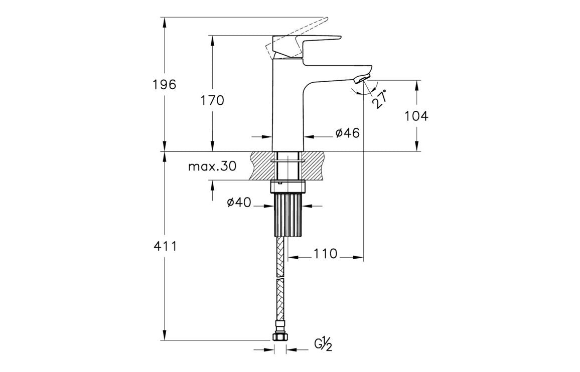VitrA Flow Soft Large Basin Mixer - Hartley & Hall Bathrooms
