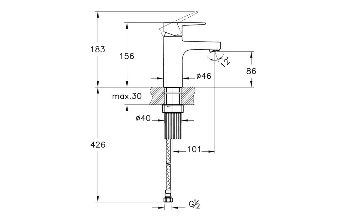 VitrA Flow Square Basin Mixer - Hartley & Hall Bathrooms