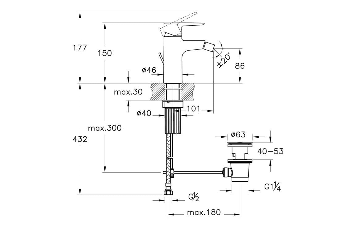 VitrA Flow Soft Bidet Mixer - Hartley & Hall Bathrooms