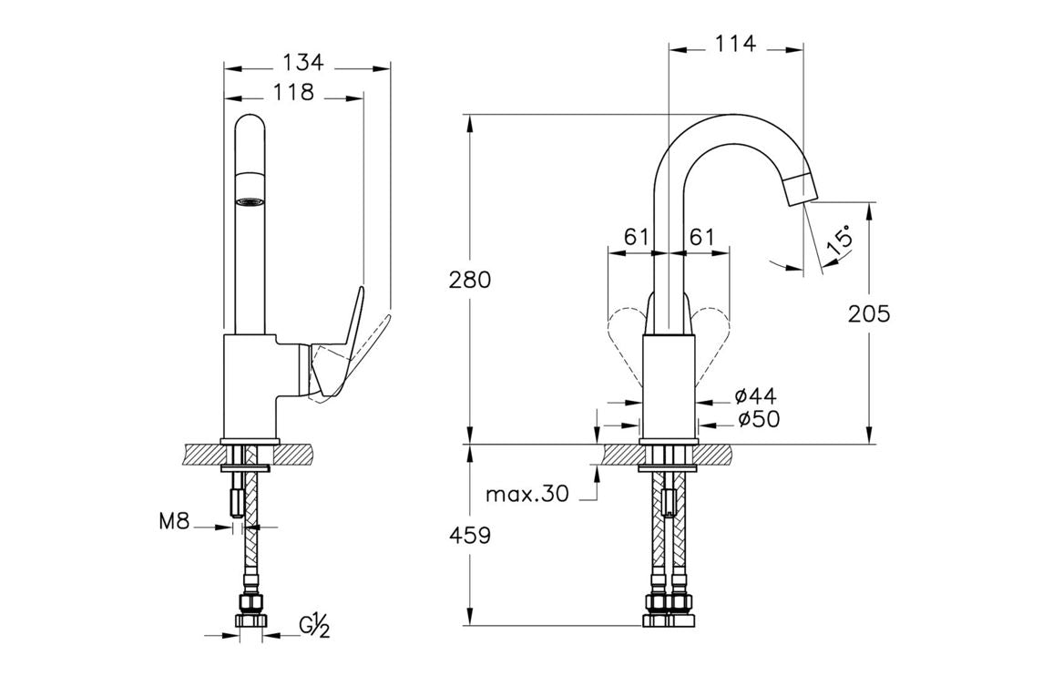 VitrA Flow Chrome Round Swivel Basin Mixer - Hartley & Hall Bathrooms