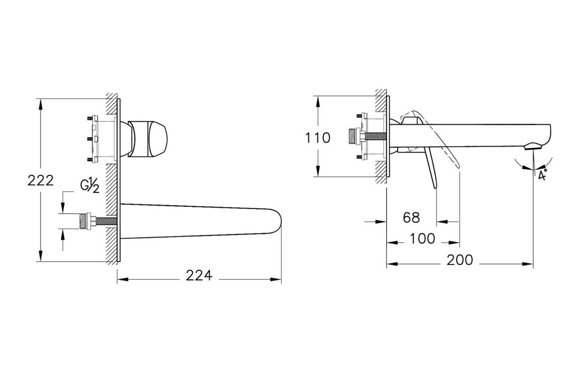 VitrA Flow Chrome Round Wall Mounted Basin Mixer - Hartley & Hall Bathrooms