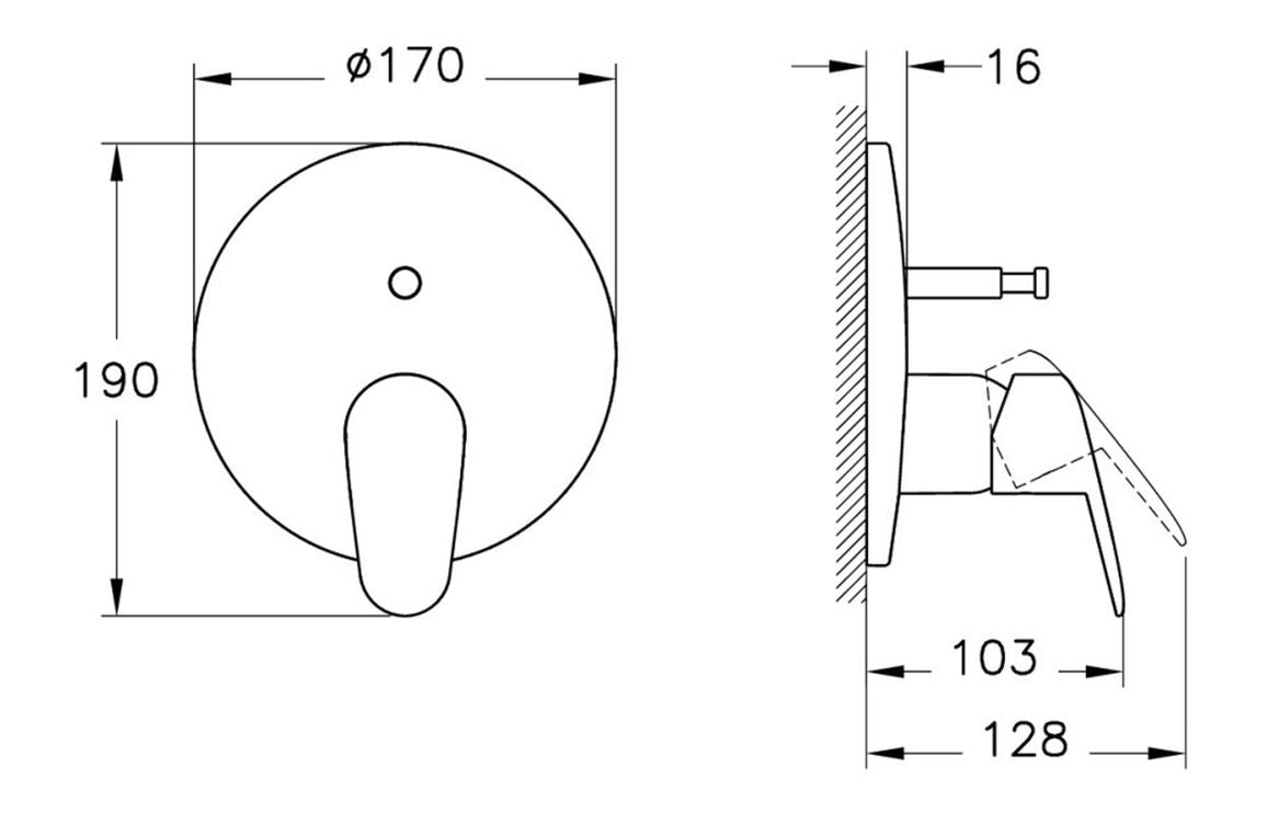 VitrA Flow Chrome Round Wall Mounted Bath Mixer Valve - Hartley & Hall Bathrooms