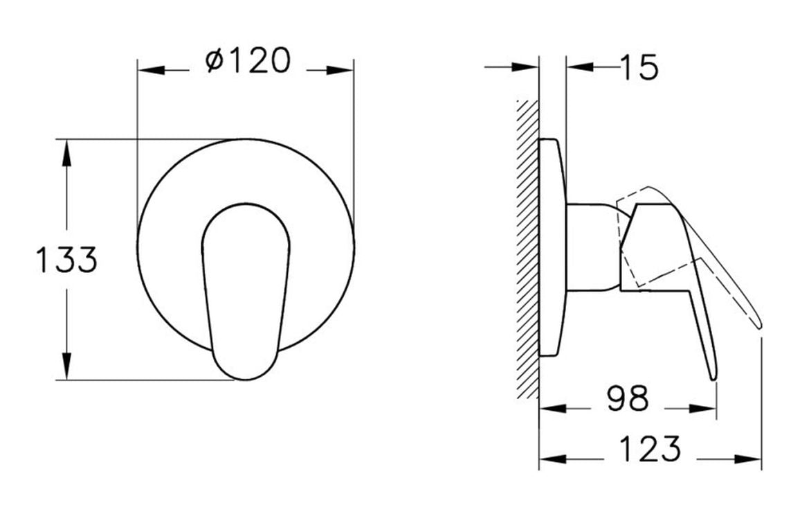 VitrA Flow Chrome Round Wall Mounted Shower Valve - Hartley & Hall Bathrooms