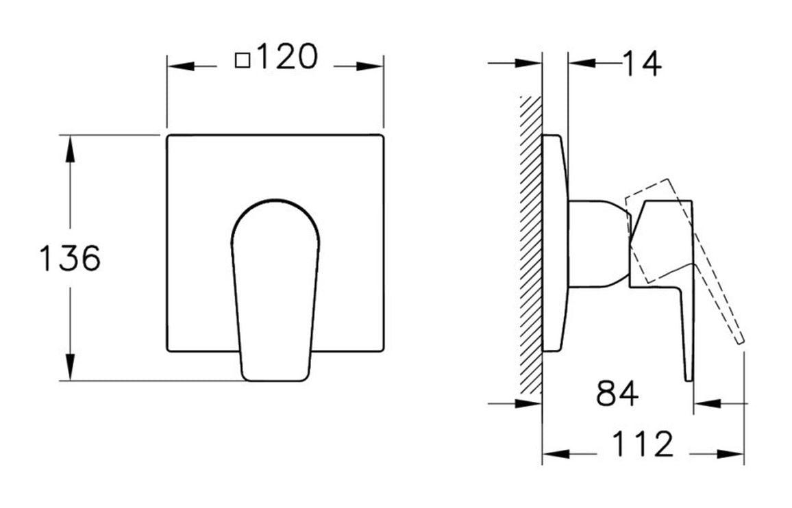VitrA Flow Square Integrated Shower Mixer Valve - Hartley & Hall Bathrooms