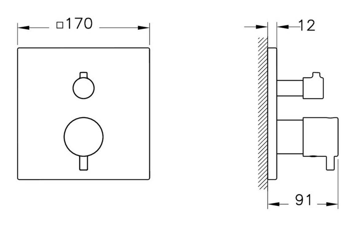 VitrA Root Square Integrated Thermostatic 1-Way Shower Mixer Valve - Hartley & Hall Bathrooms