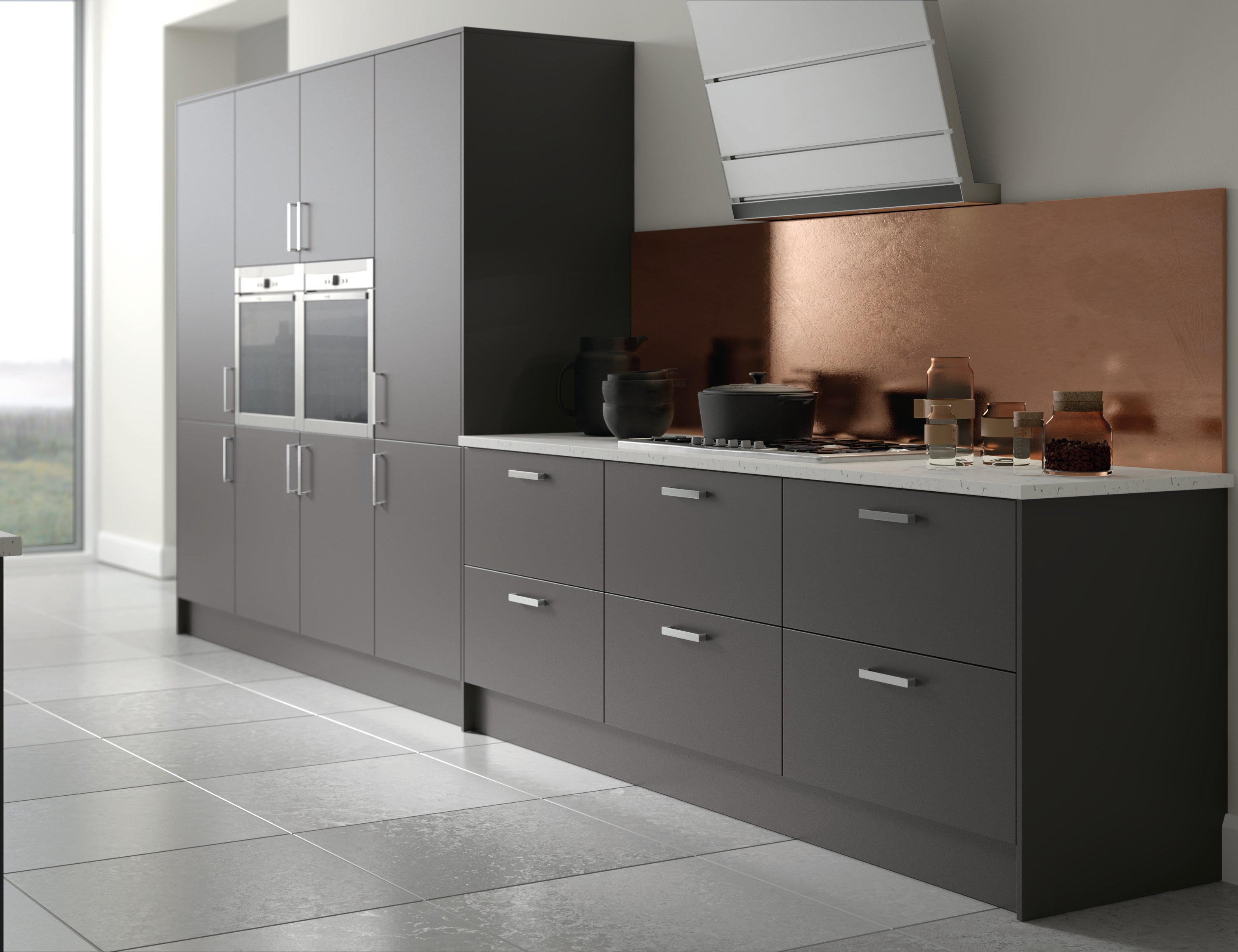 Vivo Matt Anthracite L Shape Corner Wall Units - Hartley & Hall Bathrooms
