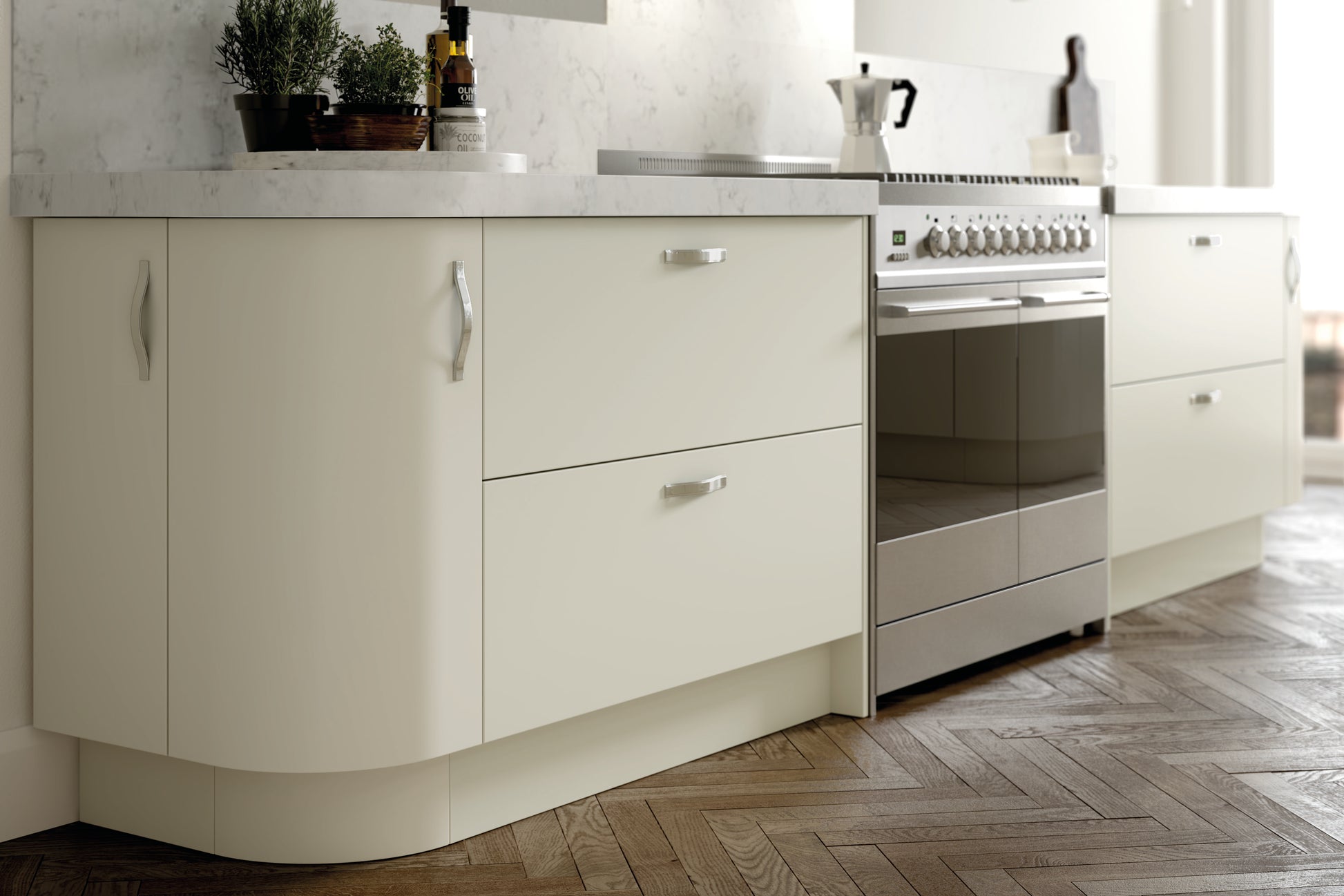 Vivo Matt Ivory 3 Drawer Pack Base Units - Hartley & Hall Bathrooms