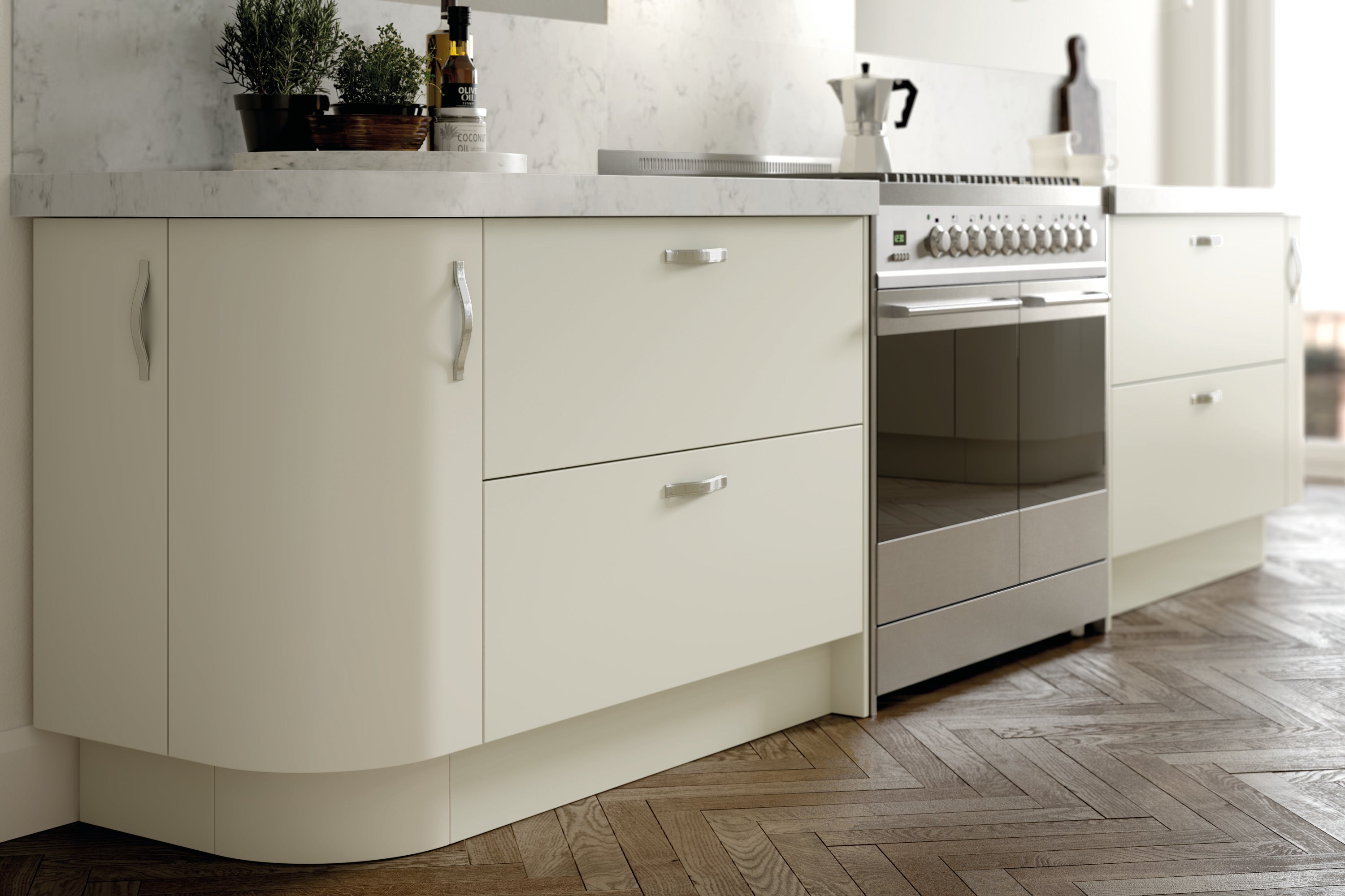 Vivo Matt Ivory 3 Drawer Pack Base Units - Hartley & Hall Bathrooms