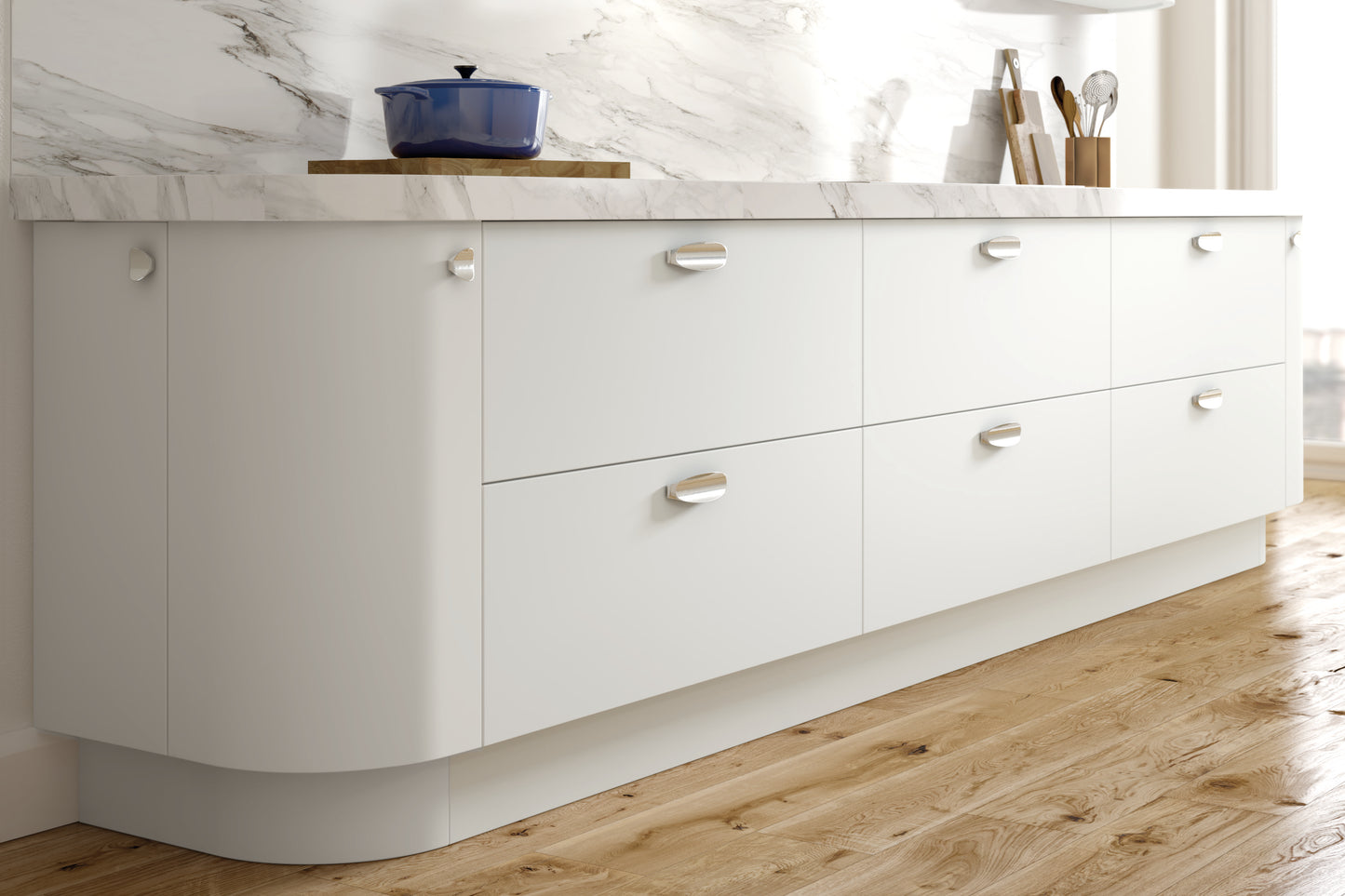 Vero Matt White Double Door Highline Base Units - Hartley & Hall Bathrooms