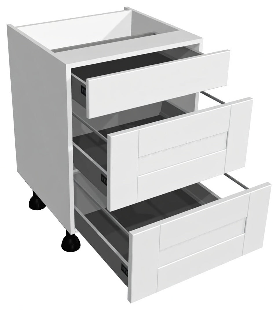 Vero Matt White 3 Drawer Pack Base Units - Hartley & Hall Bathrooms
